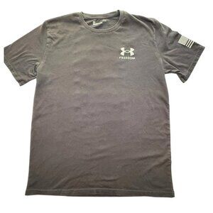 Under Armour Freedom T Shirt Men’s Large Gray Loose Fit USA Flag Graphic